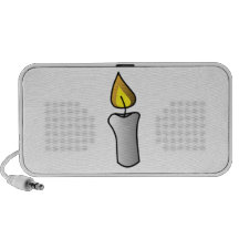 Vela branca ardente caixinhas de som para laptop