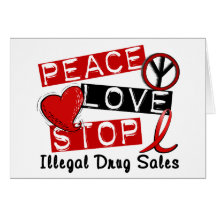 Vendas da droga da parada do amor da paz cartões