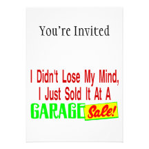 Vendeu minha mente na venda de garagem convite