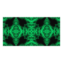 Verde de jade e teste padrão elegante preto cartão com foto personalizado