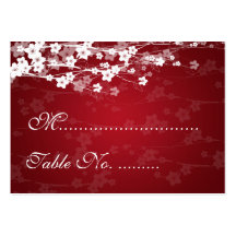 Vermelho da flor de cerejeira de Placecards do cas Cartões De Visita
