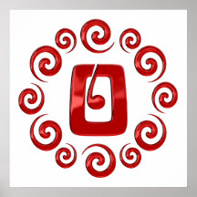 Vermelho da letra O do monograma Impressão