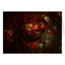 Vermelho e ornamento do Fractal do ouro Cartão