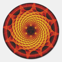 Vermelho espiral da mandala de Merkaba (geometria  Adesivo Redondo