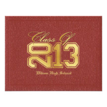 Vermelho temático do diploma & classe do ouro da g convites personalizados
