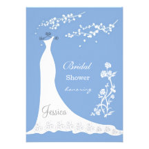Vestido de casamento branco, flor no chá de panela convite personalizado