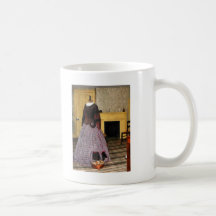 Vestido do século XIX da xadrez Caneca