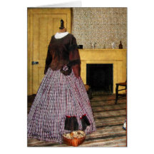 Vestido do século XIX da xadrez Cartões