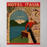 Viagens vintage - poster de Italia do hotel