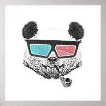 Vidros 3-D da panda do vintage Posters