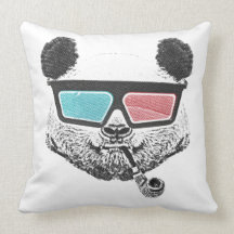 Vidros 3-D da panda do vintage Travesseiros