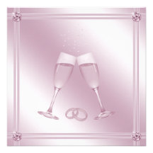 Vidros de Champagne & convites de casamento cor-de