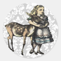 Vintage Alice na ETIQUETA do país das maravilhas Adesivo Em Formato Redondo