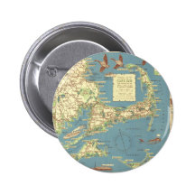 Vintage Cape Cod Mapa (1940) Botons