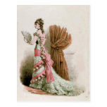 Vintage do francês do vestido do cartão do ~ da pl cartao postal