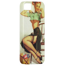 Vintage Gil retro Elvgren que faz malha o Pin acim Capa De iPhone 5 Case-Mate