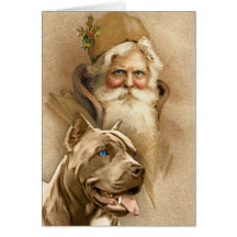 Vintage Papai Noel & cão do pitbull do animal de e Cartao