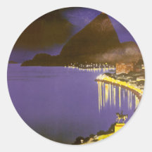 Vintage Rio de Janeiro na noite Adesivo Redondo