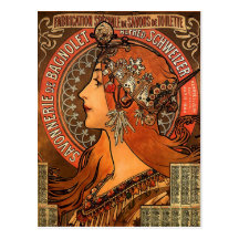 Vintage Savonnerie de Bagnolet por Alfons Mucha Cartões Postais