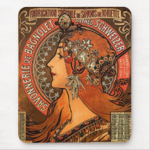 Vintage Savonnerie de Bagnolet por Alfons Mucha Mouse Pads