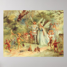 Vintage Thumbelina e príncipe Casamento na florest Posters