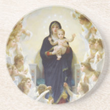 Virgem Maria e Jesus com anjos Porta Copo Para Bebidas