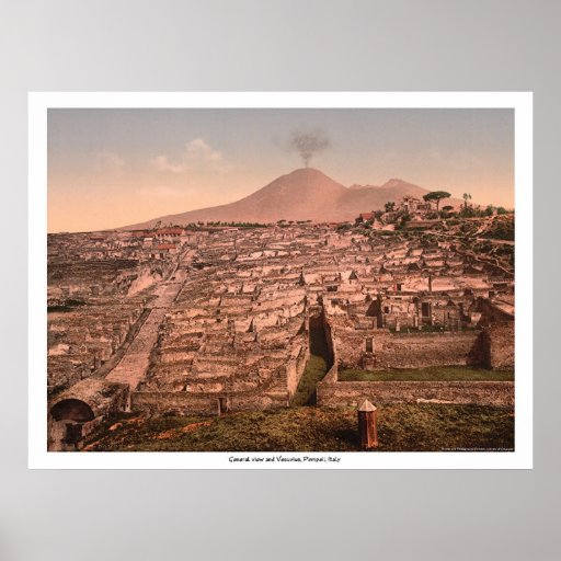 Vista geral e Vesúvio, Pompeii, Italia Posteres