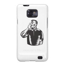 Woodcut Shouting do trabalhador masculino Capa Galaxy SII