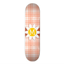 Xadrez alaranjada bonito; Margarida Skate Personalizado