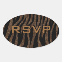 Zebra de mármore customizável de Brown Adesivos Em Formato Ovais