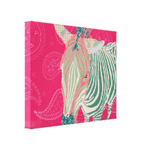 Zenya Paisley cor-de-rosa Impressão De Canvas Esticadas