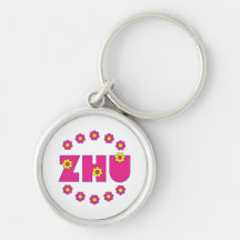 Zhu no rosa de Flores Chaveiro