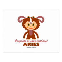 Zodíaco do Aries para miúdos Cartoes Postais