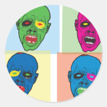 Zombi do pop adesivos em formato redondos