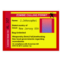 zombi que selecciona a licença cartão de visita