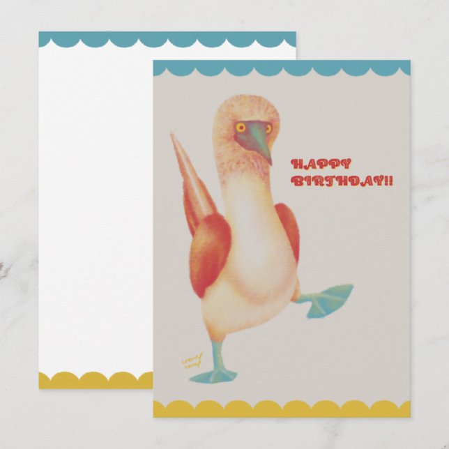 フラットカード バースデー Birthday Card -Blue-footed Boody- (Frente/Verso)