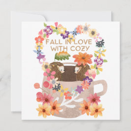 恋に落ちるハリネズミフラットカード