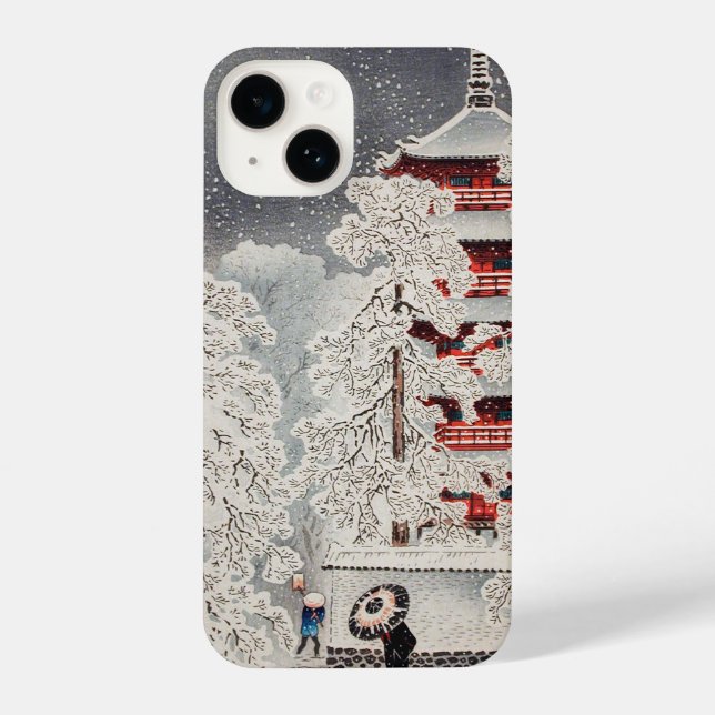 浮世絵 ukiyoe 高橋松亭 「浅草の雪」iPhone 14ケース (Verso)