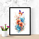 Pesquisar por flores de borboleta pôsteres pósteres Aquarela