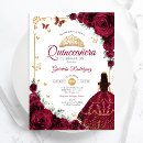 Pesquisar por floral vermelho do marsala convites Quinceanera