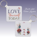 Pesquisar por entre dois corações chaveiros Floral