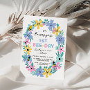 Pesquisar por primeiro da abelha aniversário convites Bebê menina