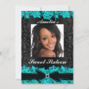 Pesquisar por teal black sweet 16 party convites Azul