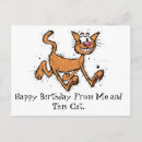 Pesquisar por gato feliz aniversario cartoes postais Branco