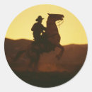 Pesquisar por cowboy em um cavalo adesivos Pôr do sol