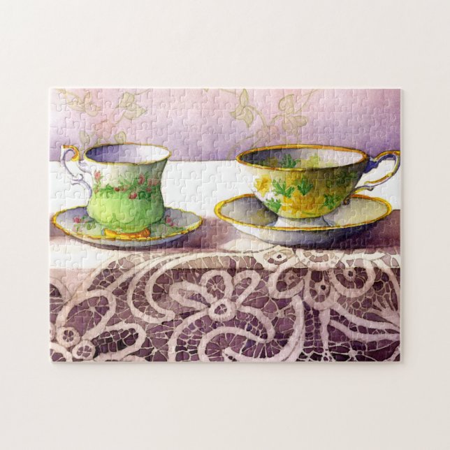 0001 Teacups em Lace Quebra-cabeça (Horizontal)