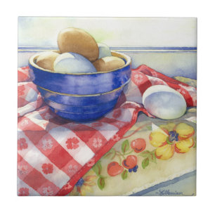 0009 ovos no azulejo azul da bacia