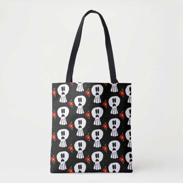 0109 - Skulls and Flowers Tote Bag (Frente)
