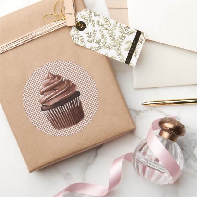 013 Cupcake de Chocolate em Adesivo Xadrez (Presentear)
