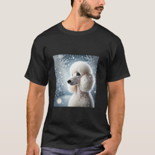 01 Poodle Branco Elegante Na Neve Camiseta De Cach